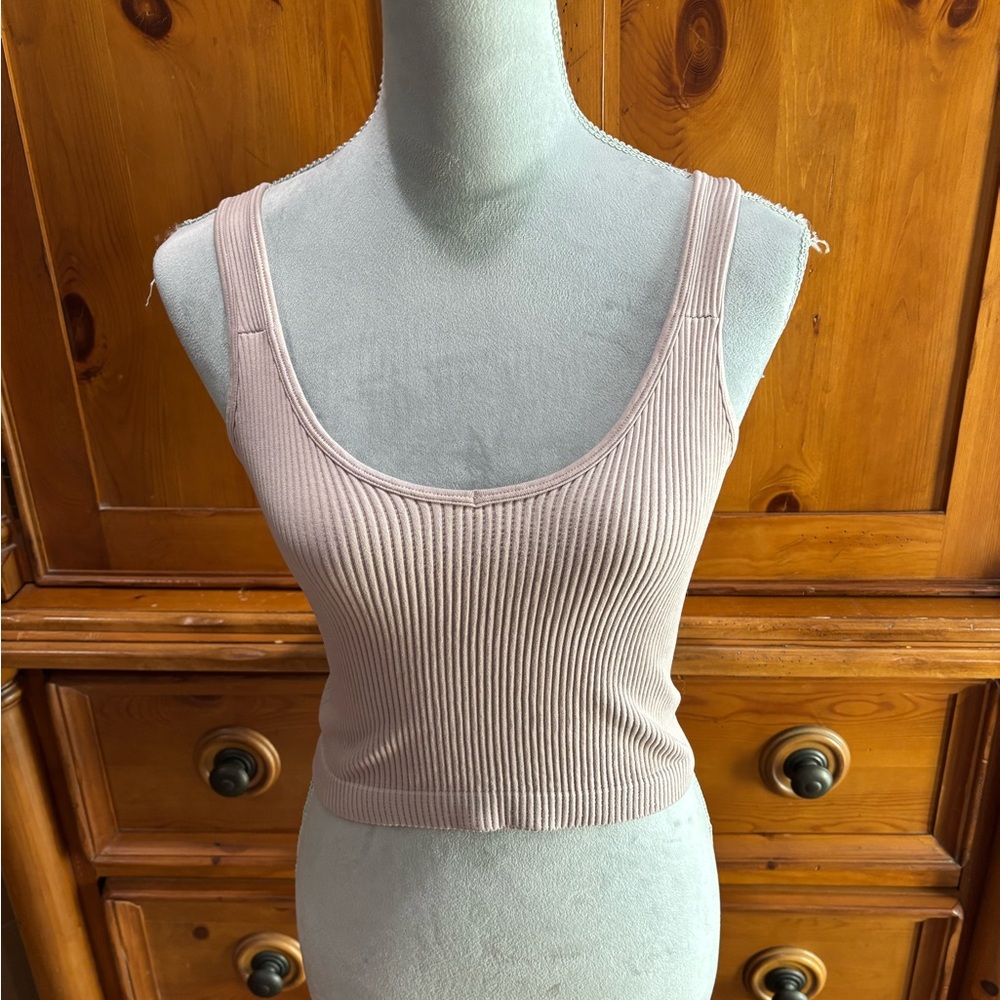Dynamic Tan Ribbed Crop Tank, Sz OS